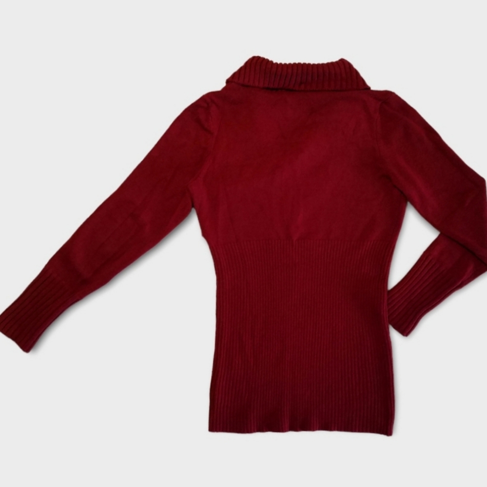 Thyme Maternity Red Rib Knit Sweater, Large - Picture 3 of 5